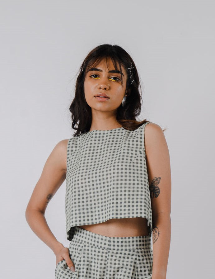 Black And White Checkered Crop Top