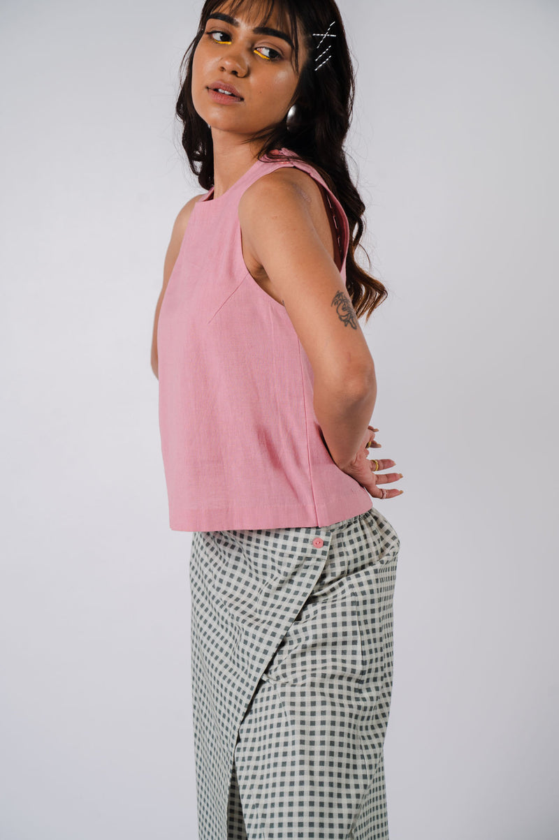Pink Checkered Surface Crop Top