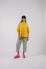 Yellow Drawstrings Shirt With Checkered Pants
