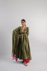 Green Moonga Silk Dupatta