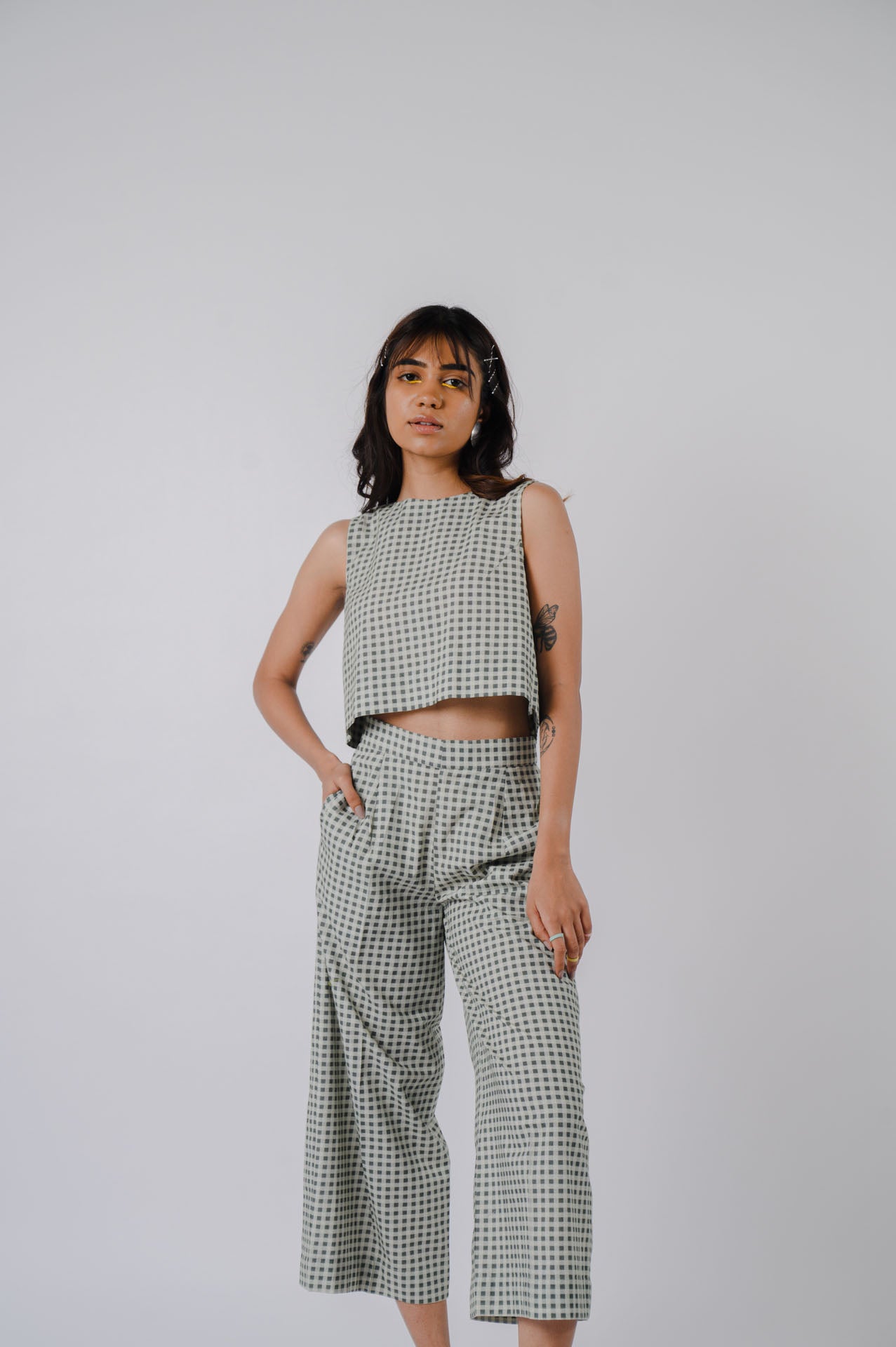 Black And White Checkered Jacket Set