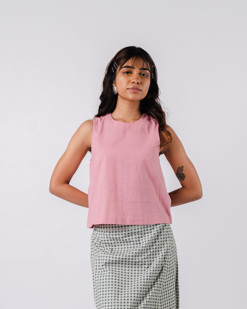 Pink Checkered Surface Crop Top