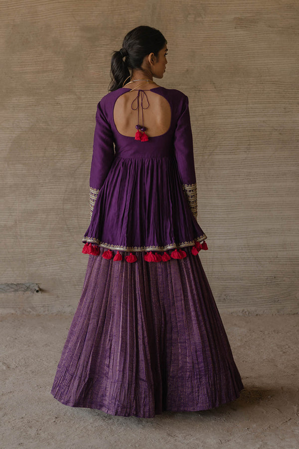 Purple Peplum Lehenga Set