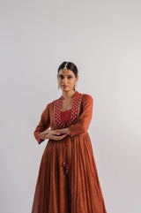 Rust Tissue Gharara Set