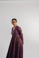 Purple Tissue Anarkali Kurta Set