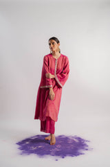 Pink Tissue Bell Sleeve Kurta Set