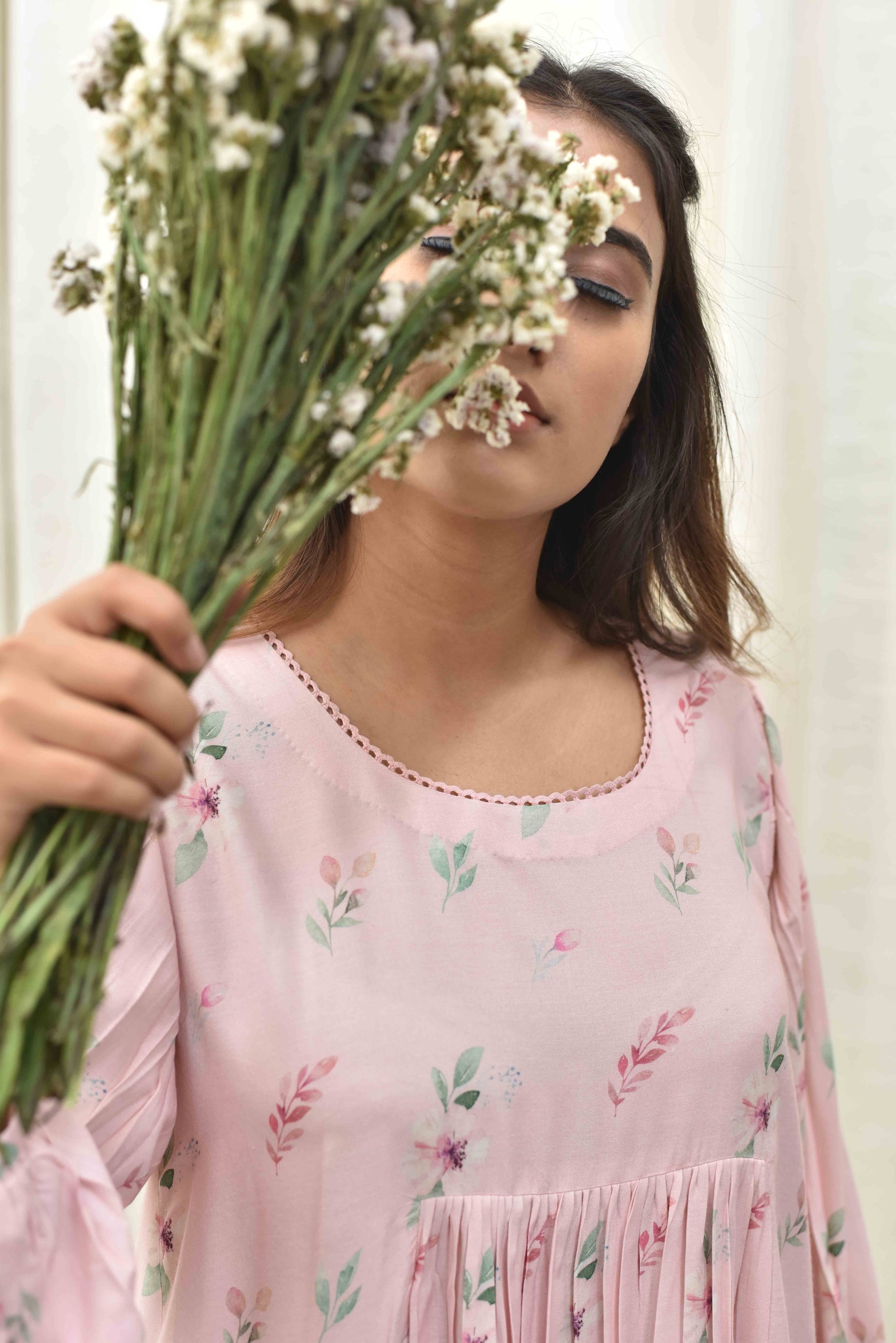 Pink Floral Frilled Dress