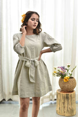 Grey Tunic Dress With Bow