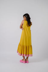 Yellow Sleeveless Tiered Dress