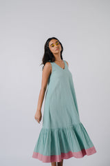 Sea Green sleeveless tiered dress