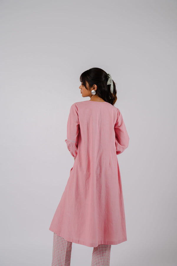 Pink High-Low Cutwork Tunic