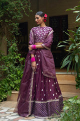 Purple Banarasi Lehenga Set