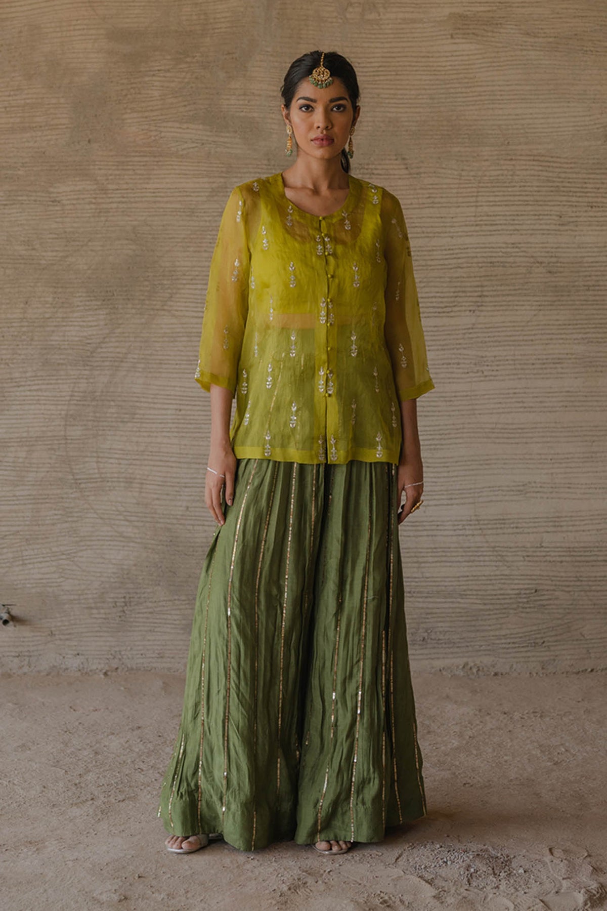 Green Gharara Set