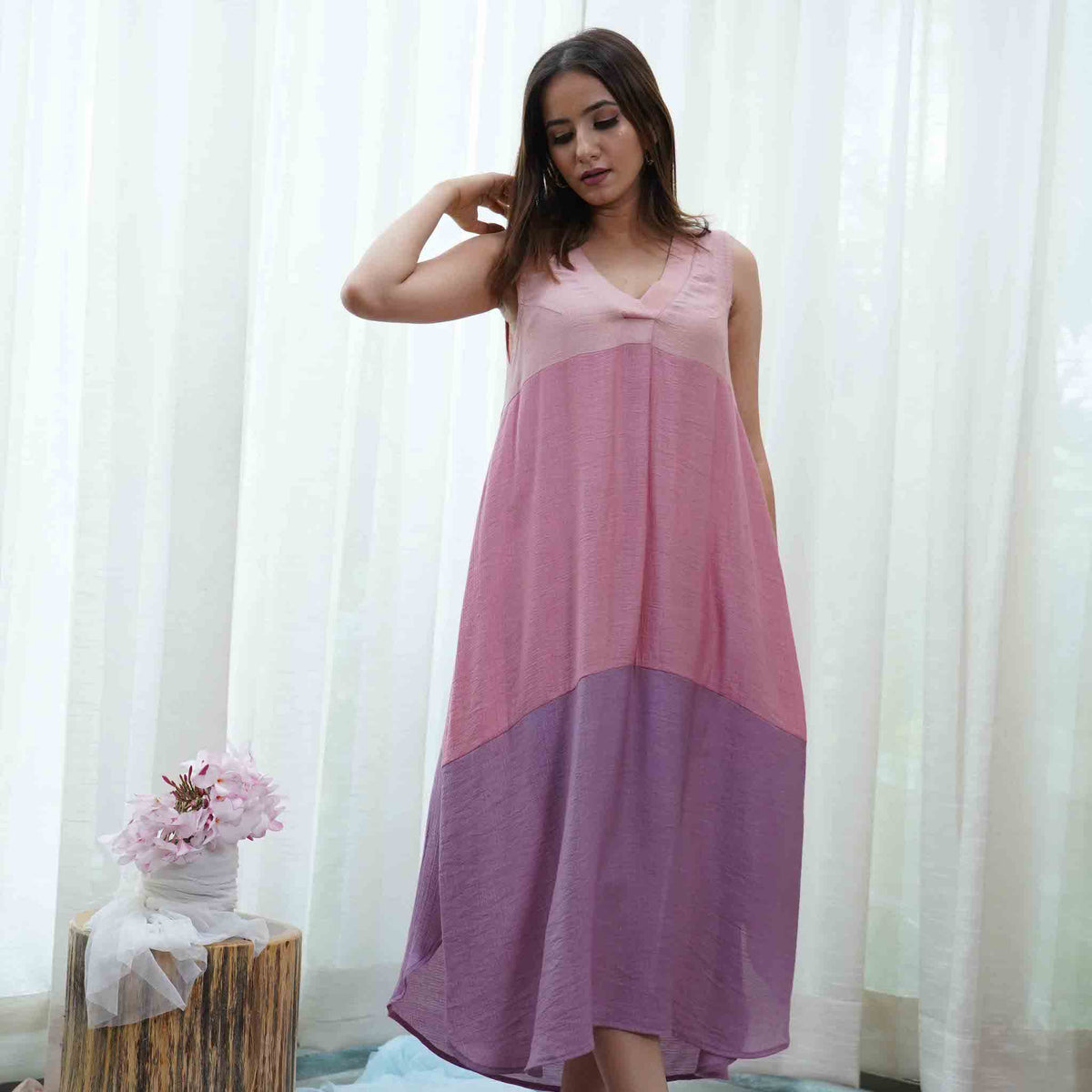 peach and purple dress Cute Lavender Dress - Peach Dress - Color Block Dress - $49.00