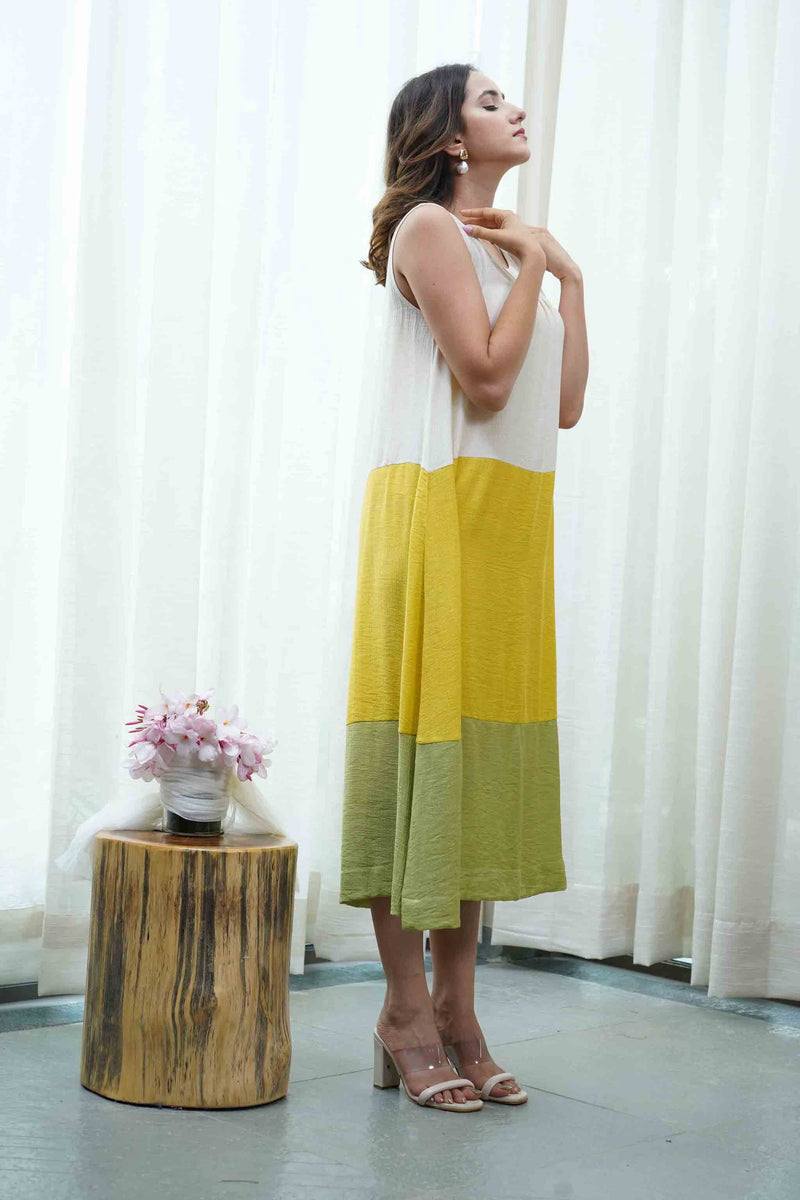 Off-white, Yellow And Green Dress