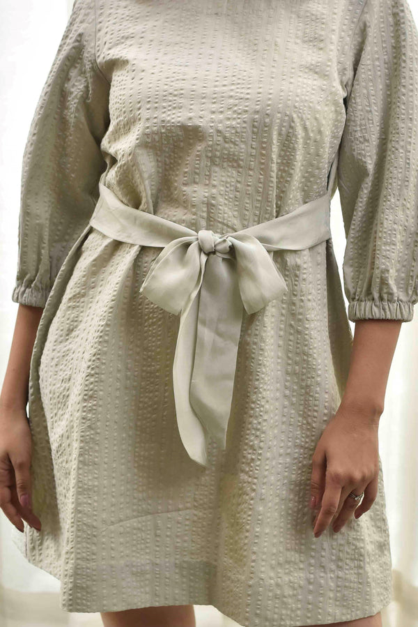 Grey Tunic Dress With Bow