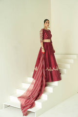 Maroon Raw Silk Lehenga Set