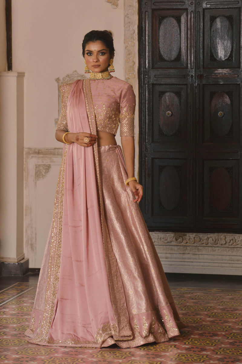 Pink Banarasi Lehenga Set